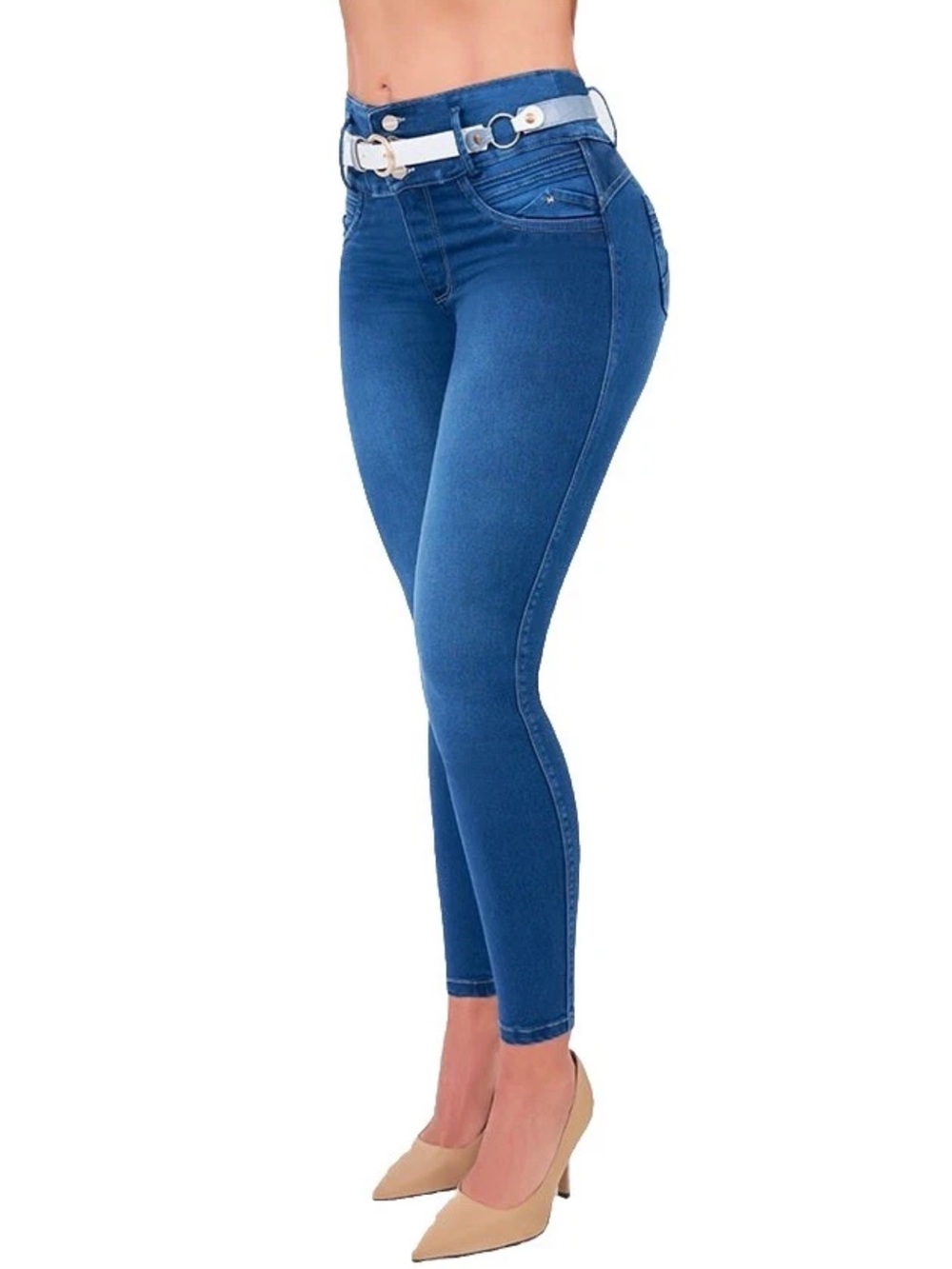 Mid-Rise Blue Skinny Women's Jeans with Sculpting Fit